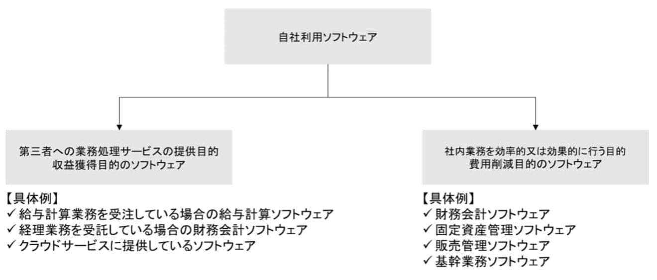 自社利用ソフトウェアの細分類